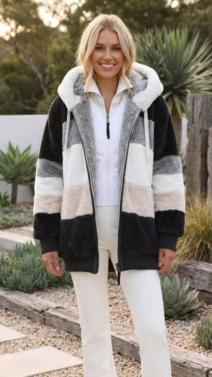Women’s Oversized Hooded Colour Block Jacket