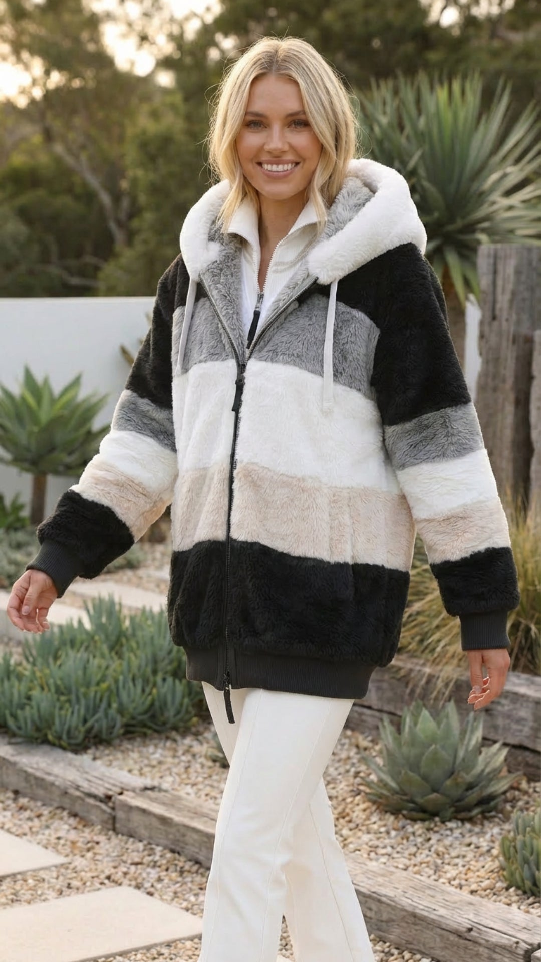 Women’s Oversized Hooded Colour Block Jacket