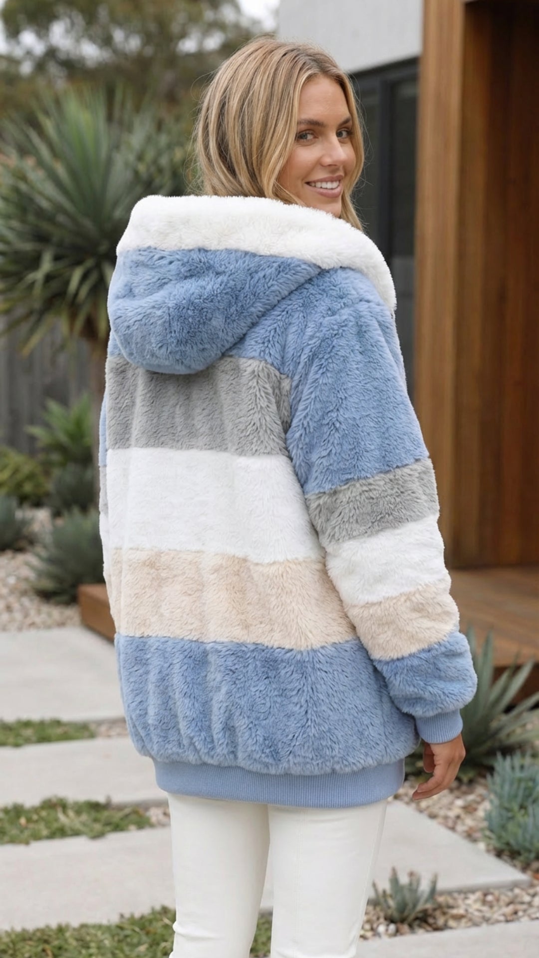 Women’s Oversized Hooded Colour Block Jacket