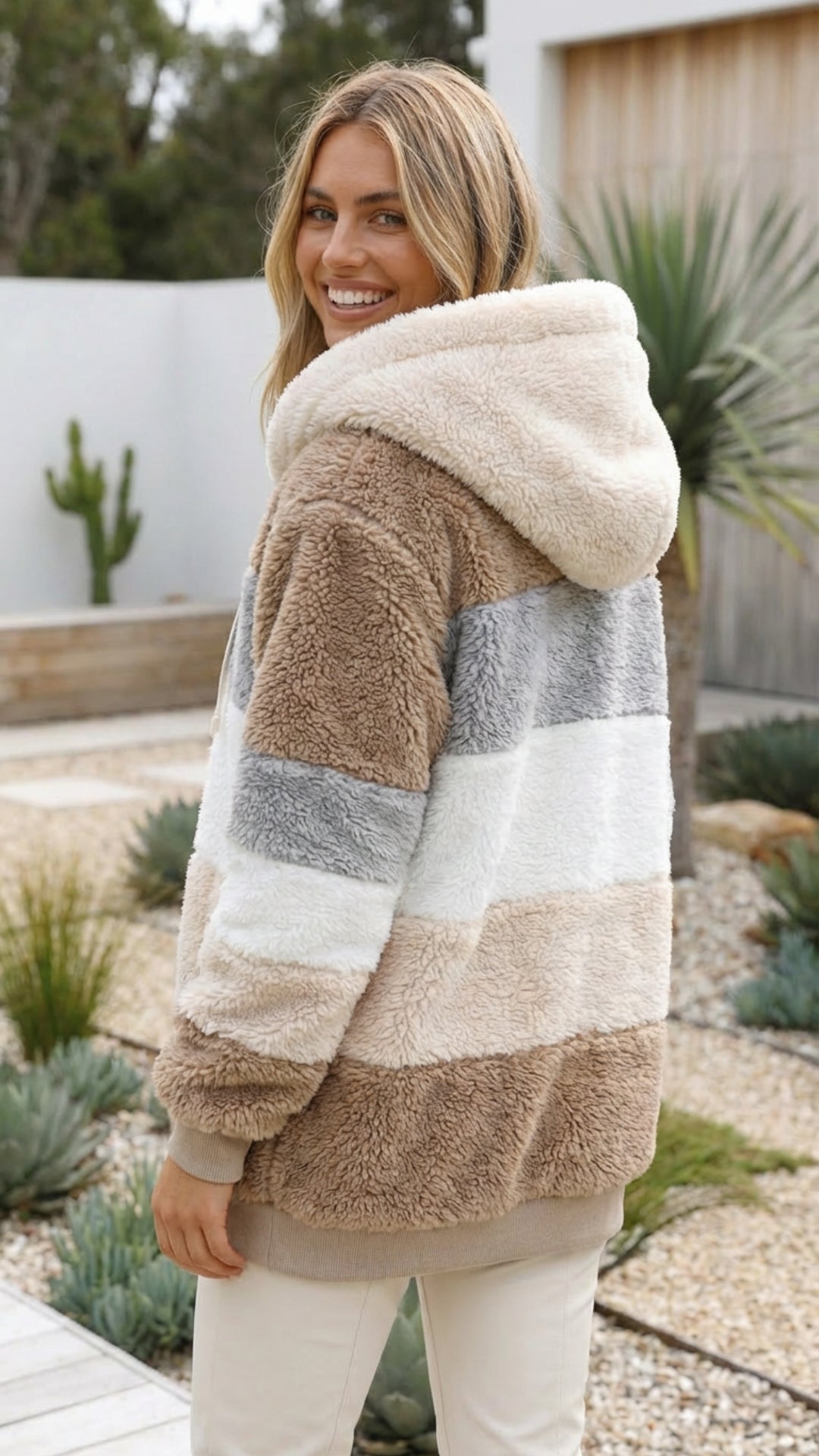 Women’s Oversized Hooded Colour Block Jacket