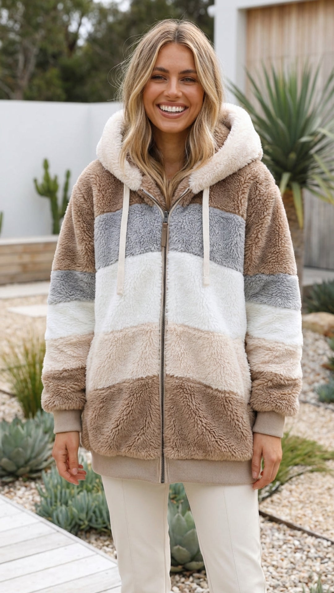 Women’s Oversized Hooded Colour Block Jacket