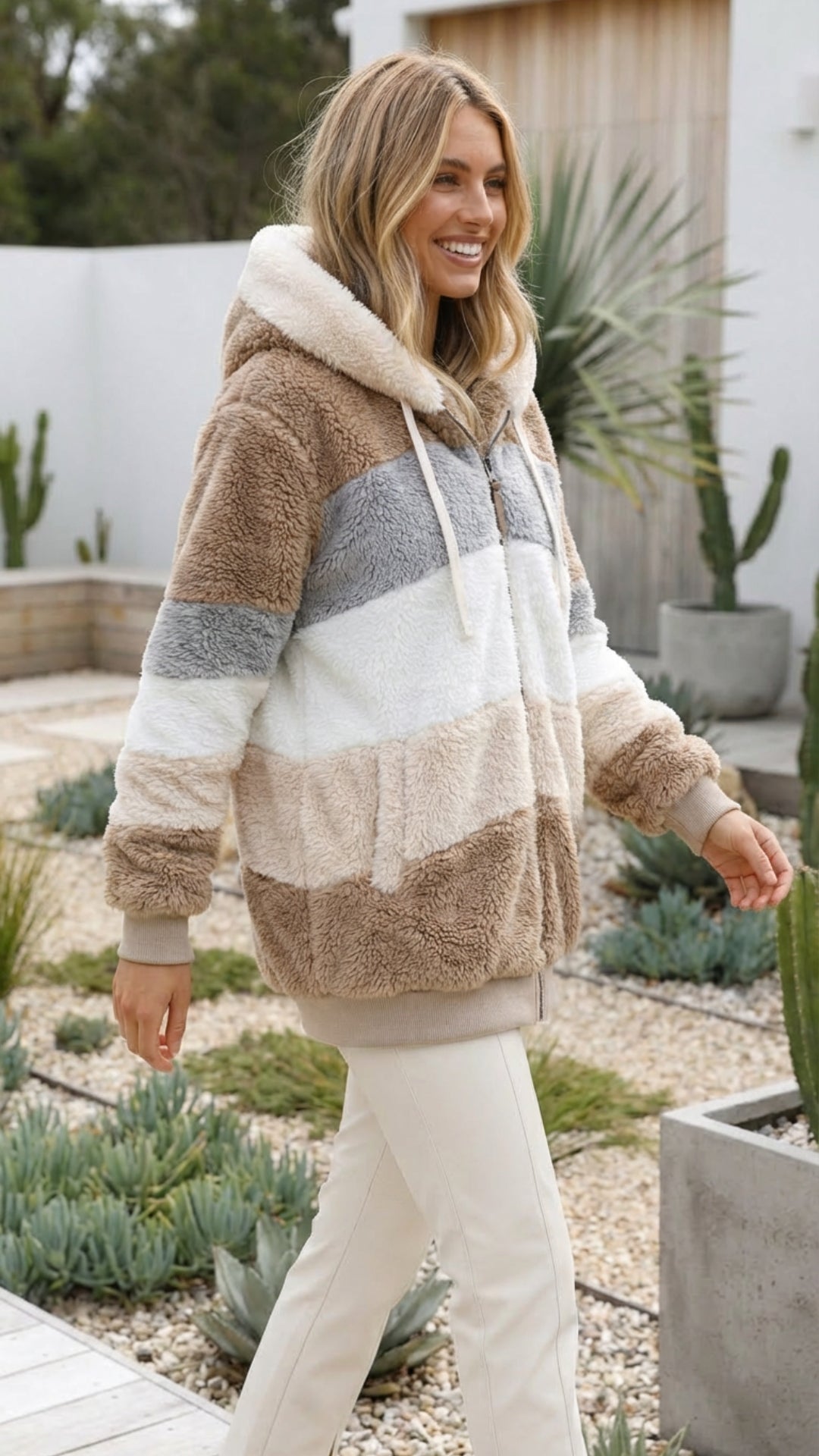 Women’s Oversized Hooded Colour Block Jacket