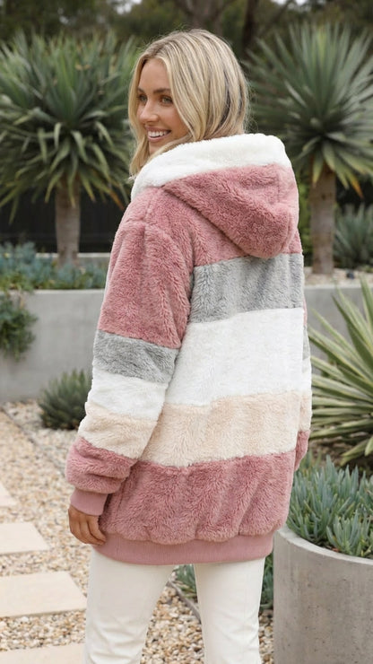 Women’s Oversized Hooded Colour Block Jacket