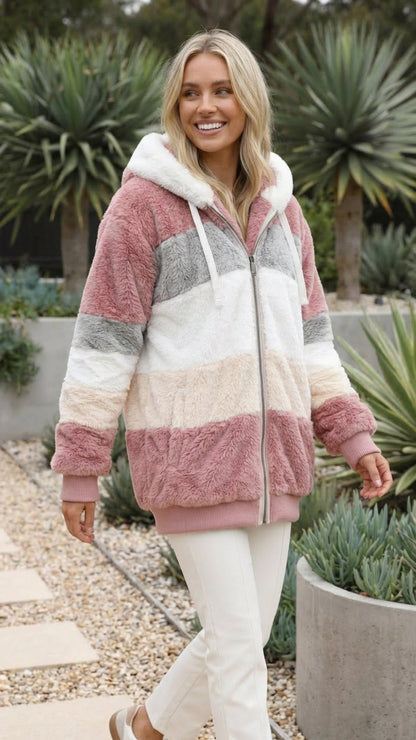 Women’s Oversized Hooded Colour Block Jacket