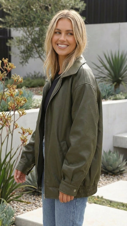 Women’s Oversized Zip Up Bomber Jacket