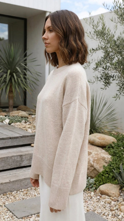 Women's Oversized Crew Neck Knit Sweater
