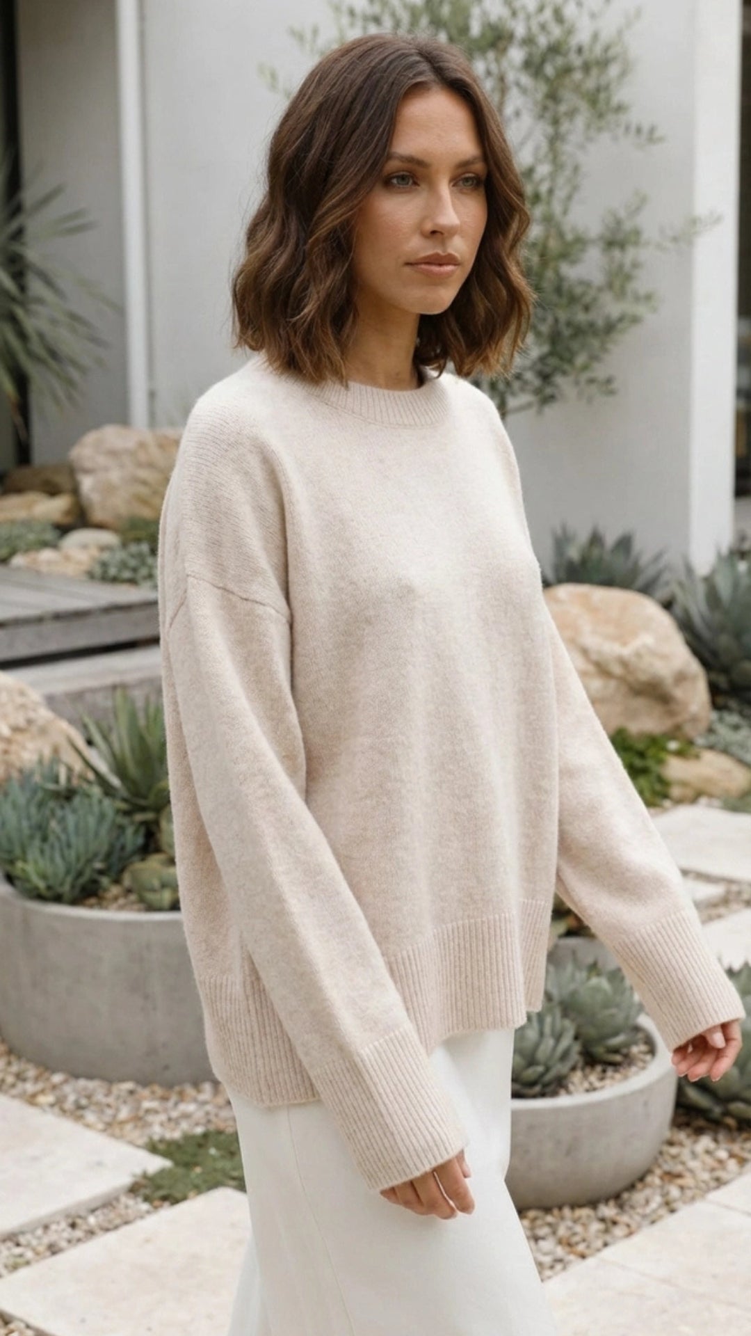 Women's Oversized Crew Neck Knit Sweater