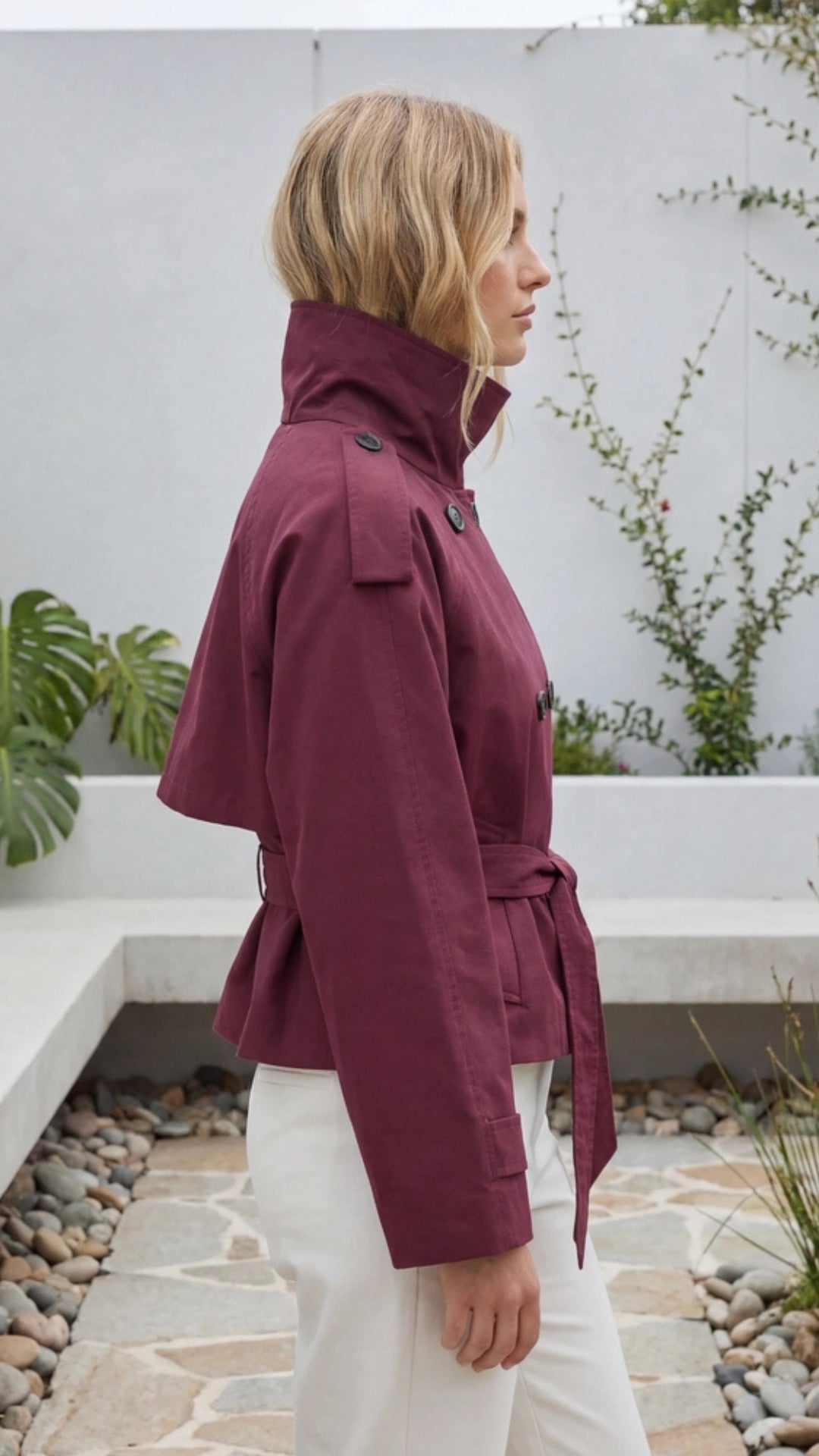 Women's Short Trench Jacket Double Breasted