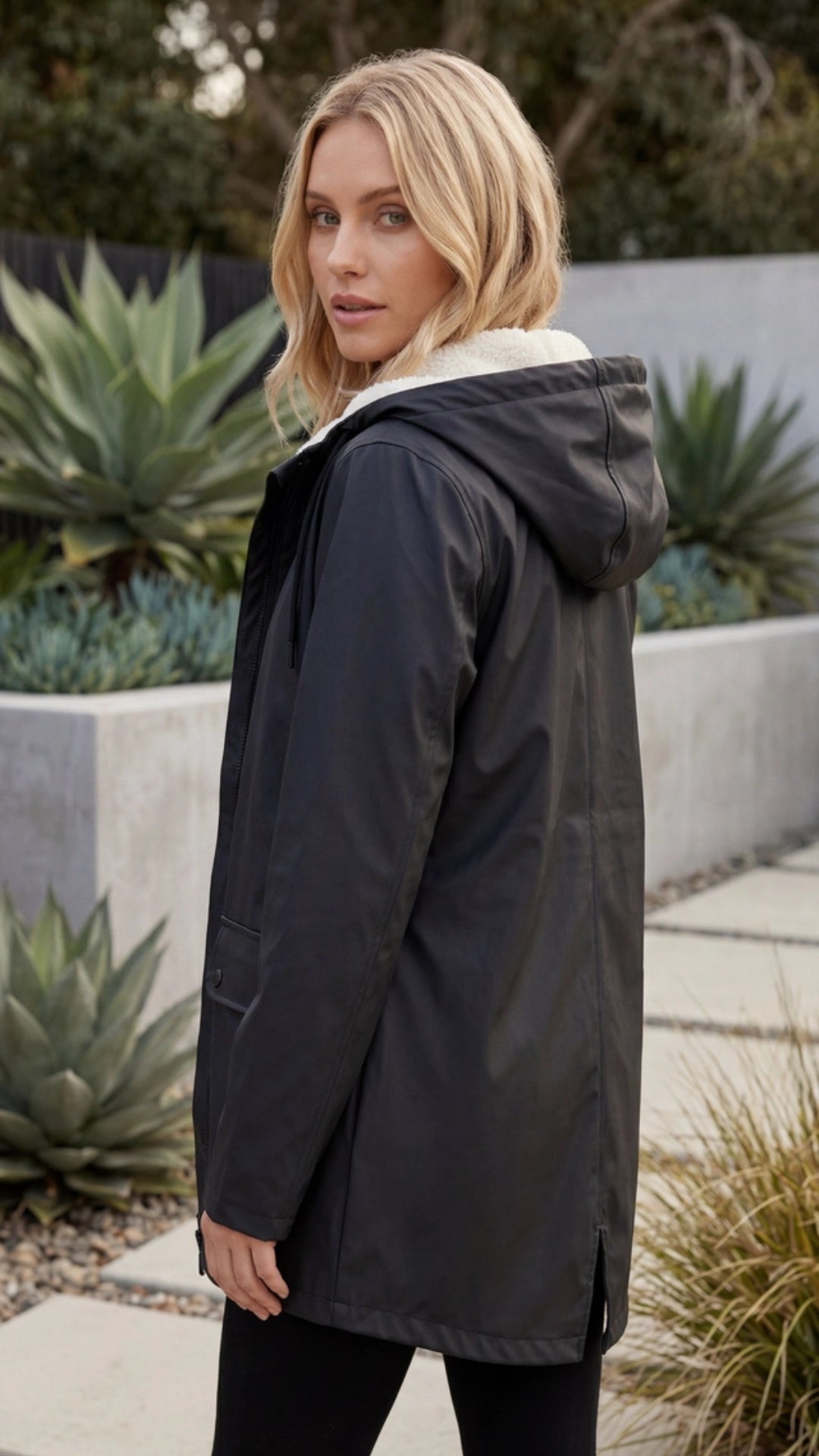 Women’s Windbreaker Jacket with Zip Up Hood and Fleece Lining
