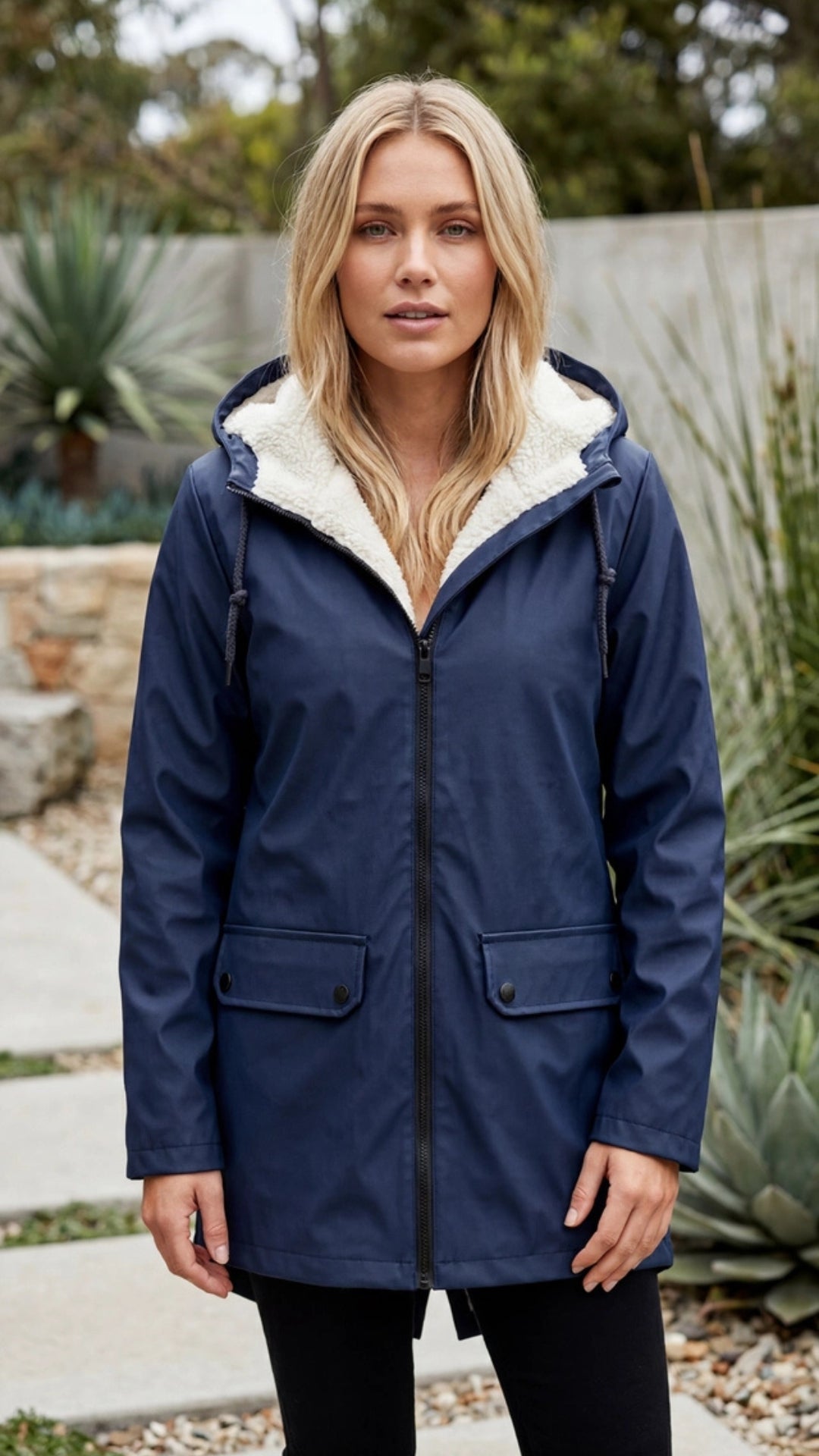 Women’s Windbreaker Jacket with Zip Up Hood and Fleece Lining