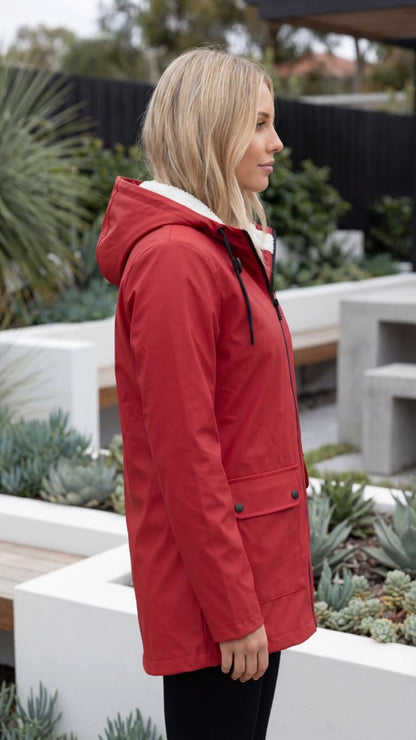 Women’s Windbreaker Jacket with Zip Up Hood and Fleece Lining