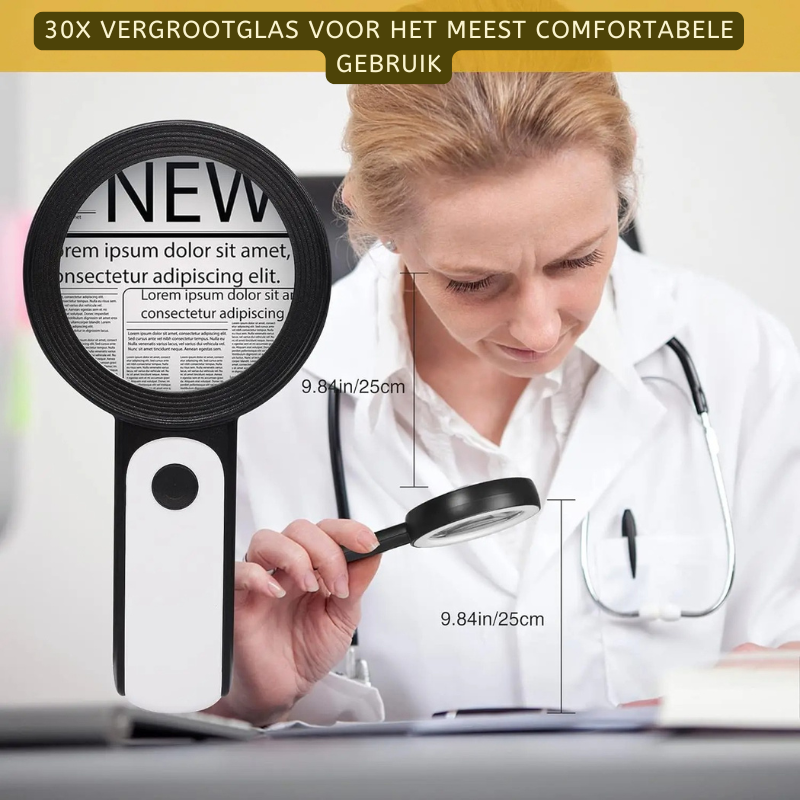 Beleuchtetes Handlupenglas – 85 mm Linse mit 18 LEDs Zorenza