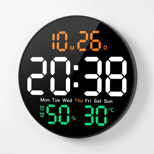 Lumiclock - Round LED Digital Wall Clock With Remote- Time At A Glance