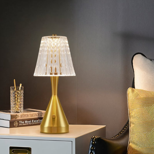 Luminara | Elegant Rechargeable Gold Table Lamp with Dimmable Lighting 0