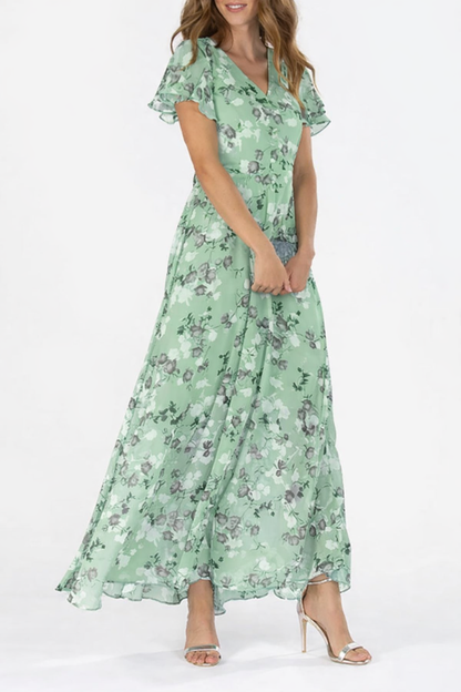 Luna | Floral V Neck Maxi Dress
