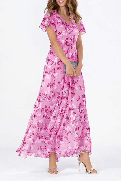 Luna | Floral V Neck Maxi Dress
