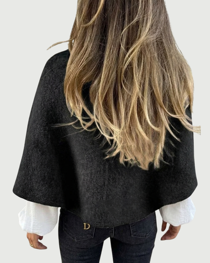 Wool Blend Cropped Round Neck Jacket Women's Knit Outerwear