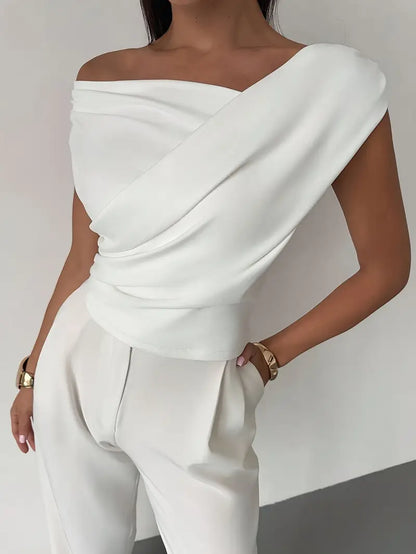 Women’s Off-Shoulder Jumpsuit – Draped Fit & Modern Structure