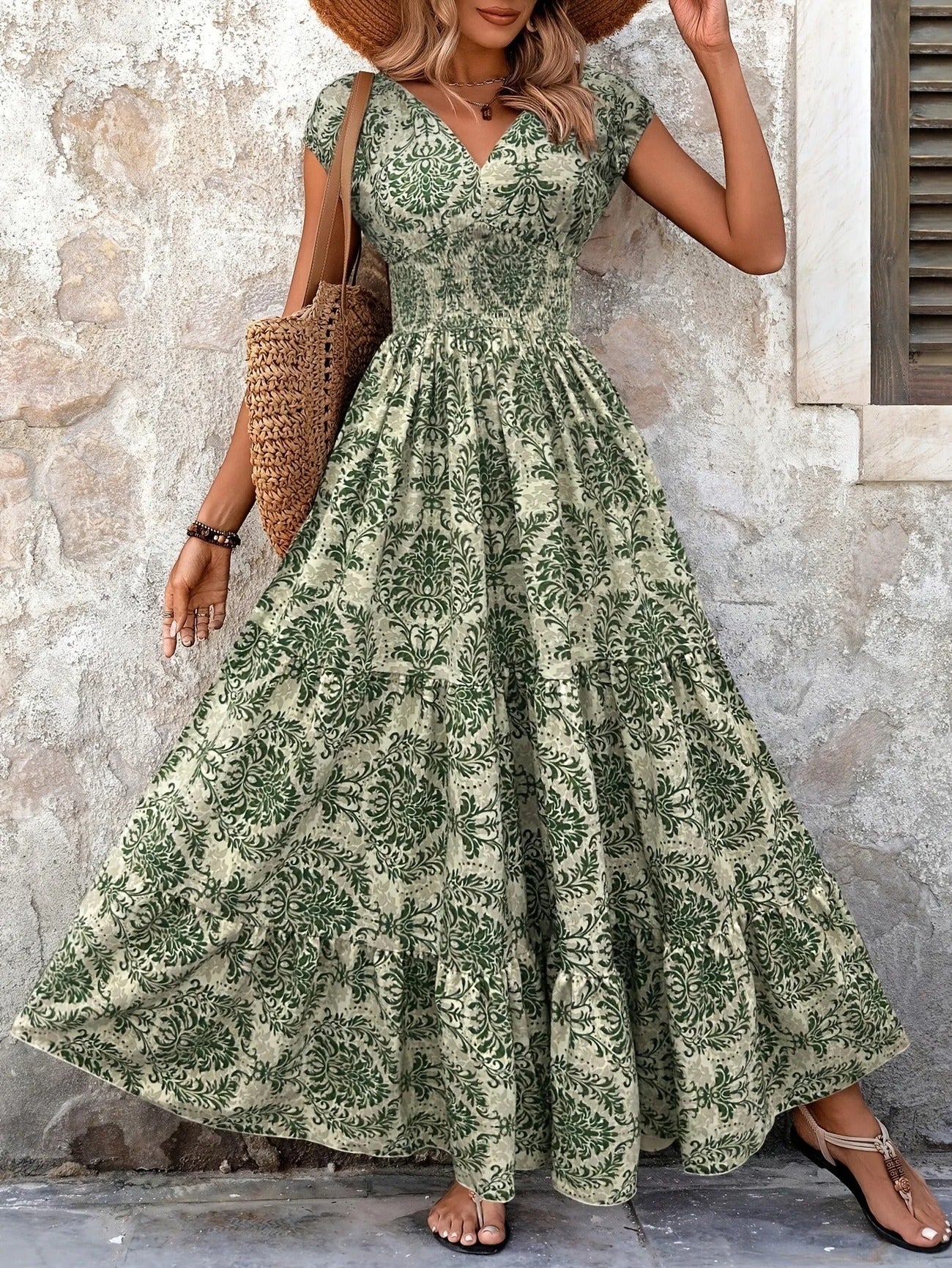 Luna’s Women’s Ruched Maxi Dress – Secret Garden Elegant Flowy Party Style
