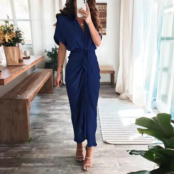 Women’s Ruched Midi Dress – Flowy Fit & Effortless Elegance