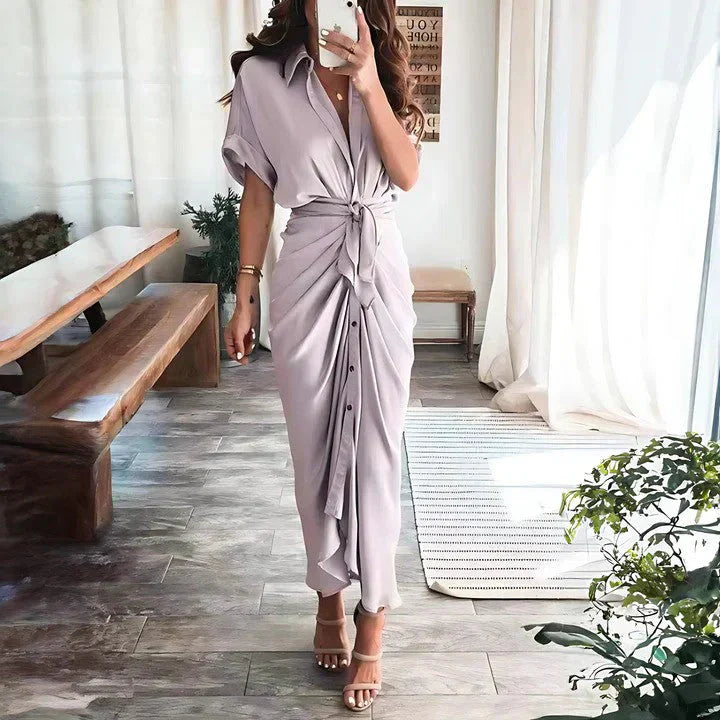 Women’s Ruched Midi Dress – Flowy Fit & Effortless Elegance