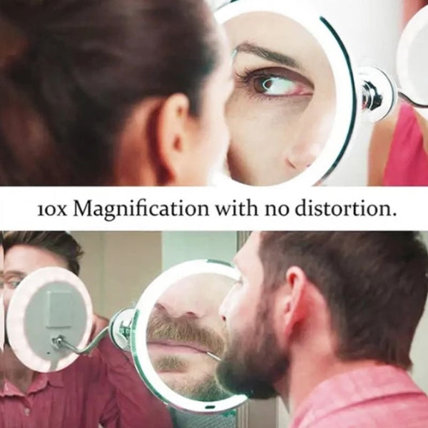 LED Magnifying Makeup Mirror with Adjustable Gooseneck – Flexible Vanity Mirror for Precise Makeup and Skincare Use