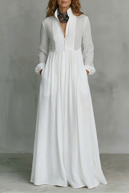 Lunarelle – Timeless minimalism – Mao collar maxi dress