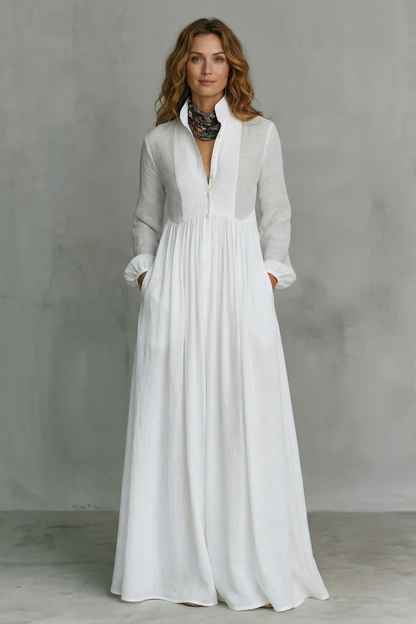 Lunarelle – Timeless minimalism – Mao collar maxi dress
