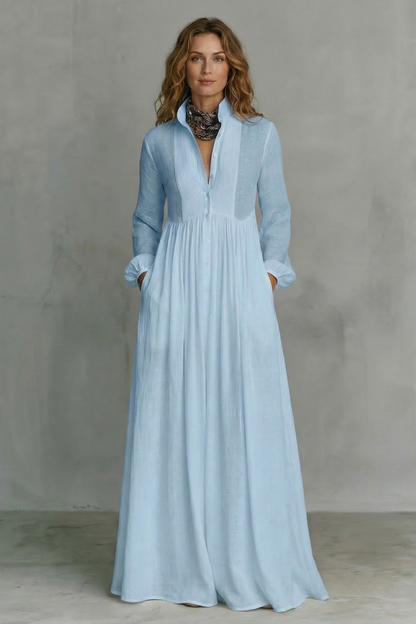 Lunarelle – Timeless minimalism – Mao collar maxi dress