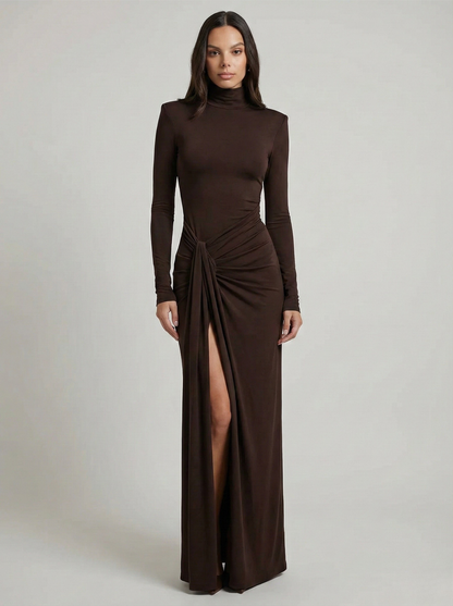 SUENTA Maxikleid Elegantes Gerafftes Figurbetonten Ausschnitt Drapierungen