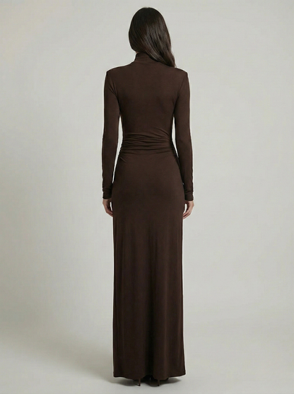 SUENTA Maxikleid Elegantes Gerafftes Figurbetonten Ausschnitt Drapierungen