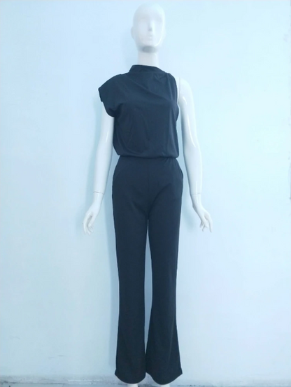 Women's One Shoulder Wide Leg Jumpsuit Sleeveless Formal