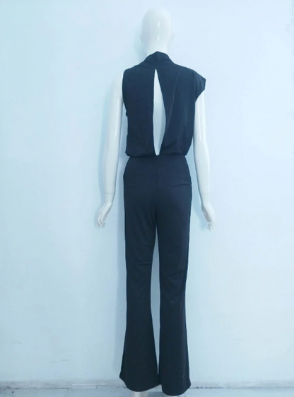 Women's One Shoulder Wide Leg Jumpsuit Sleeveless Formal