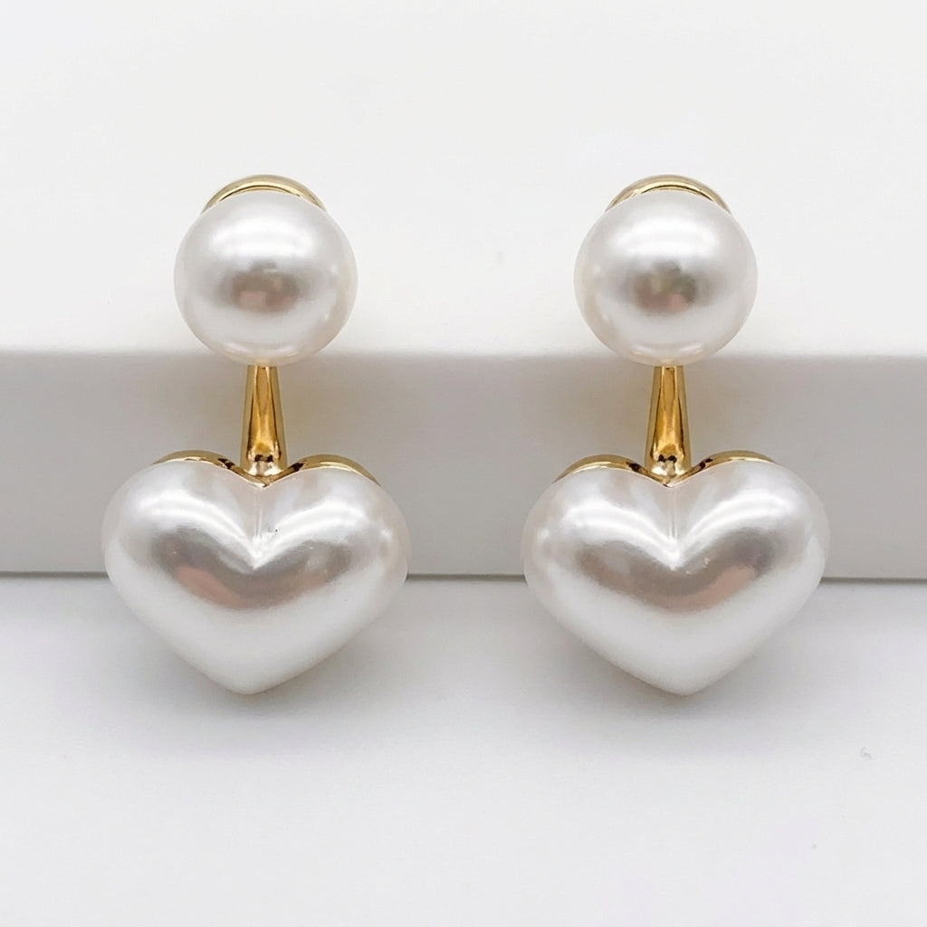 Amora™ — Collana Elegante con Perle e Cuore in Oro 18K