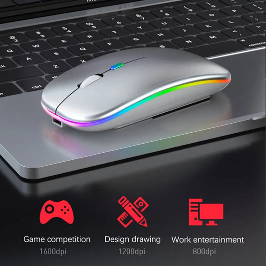 Kabellose Maus mit RGB-LED-Beleuchtung – ohne Batterien