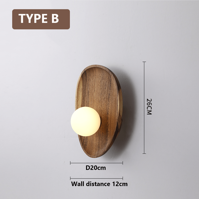 Natural Wooden Wall Lamp Modern Minimalist Wall Light | LED Indoor Lighting | Rustic Scandinavian Design | On/Off Switch