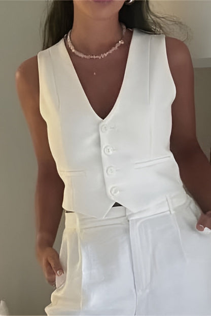 Alma | V-Neck Tank Top with Button Front