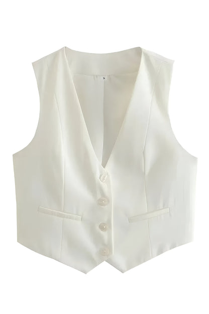 Alma | V-Neck Tank Top with Button Front