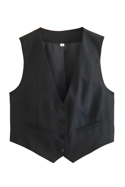 Alma | V-Neck Tank Top with Button Front