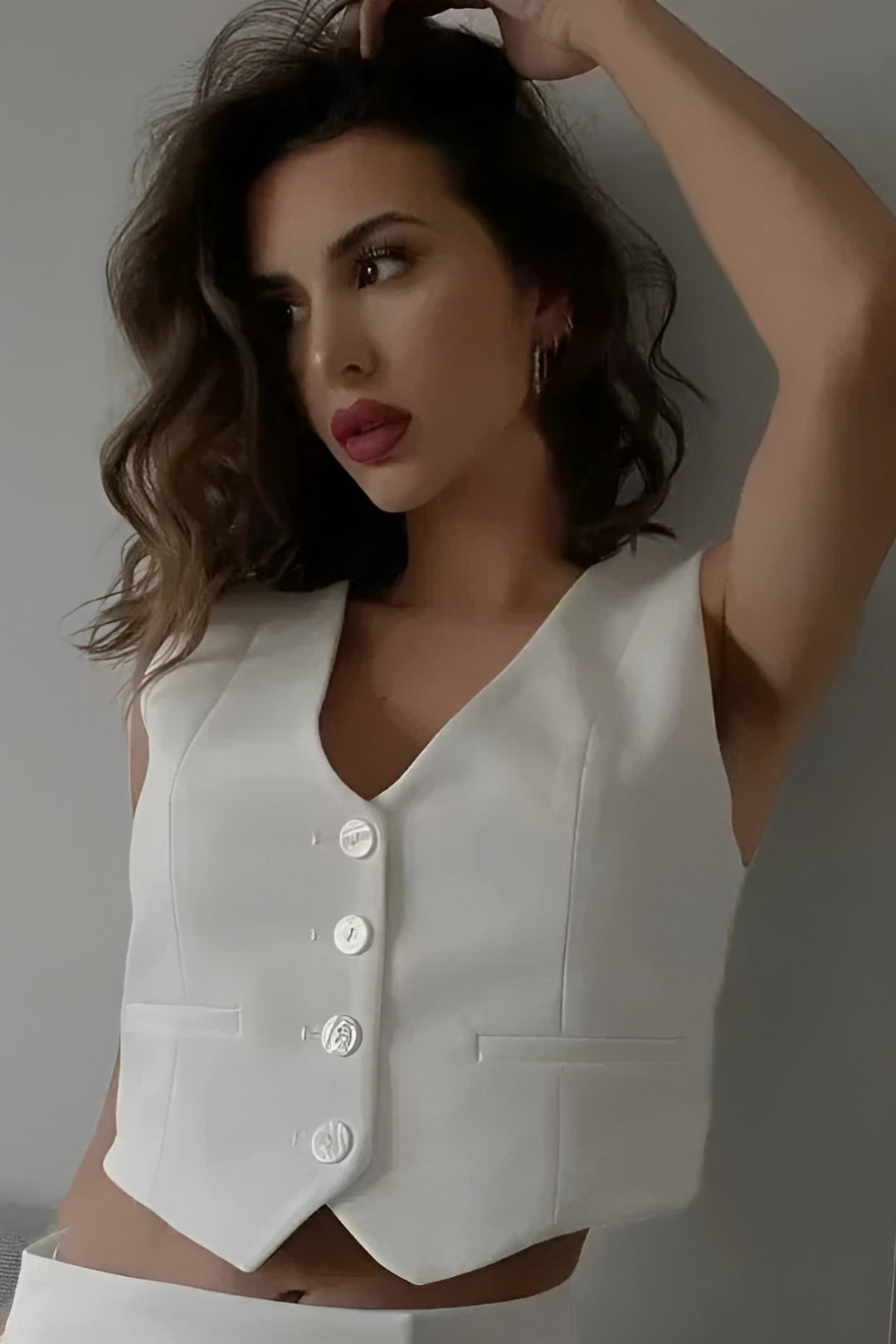 Alma | V-Neck Tank Top with Button Front