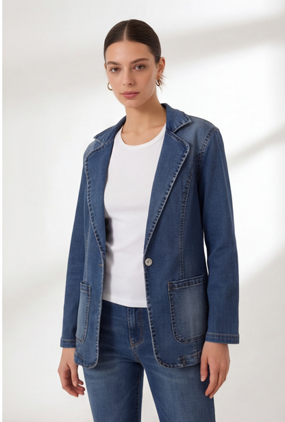 Ashley | Denim Blazer with Tailored Detail
