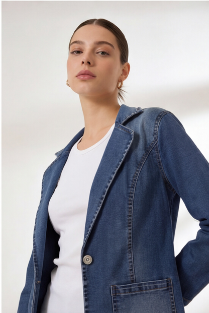 Ashley | Denim Blazer with Tailored Detail