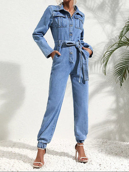 Asiya | Denim Jumpsuit with Button Front
