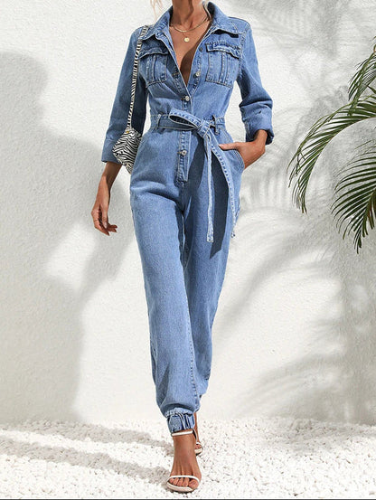 Asiya | Denim Jumpsuit with Button Front