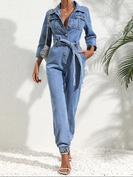 Asiya | Denim Jumpsuit with Button Front