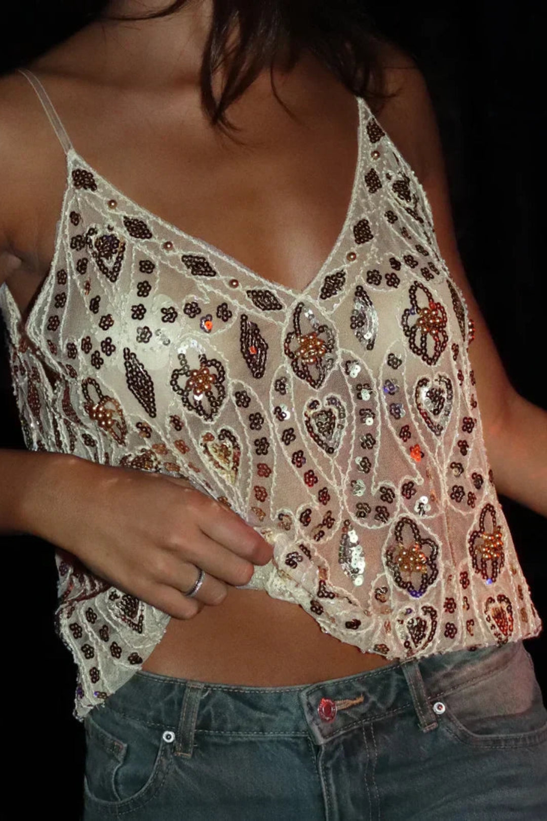 Ayla | Sequin Tank Top with Tailored Detail