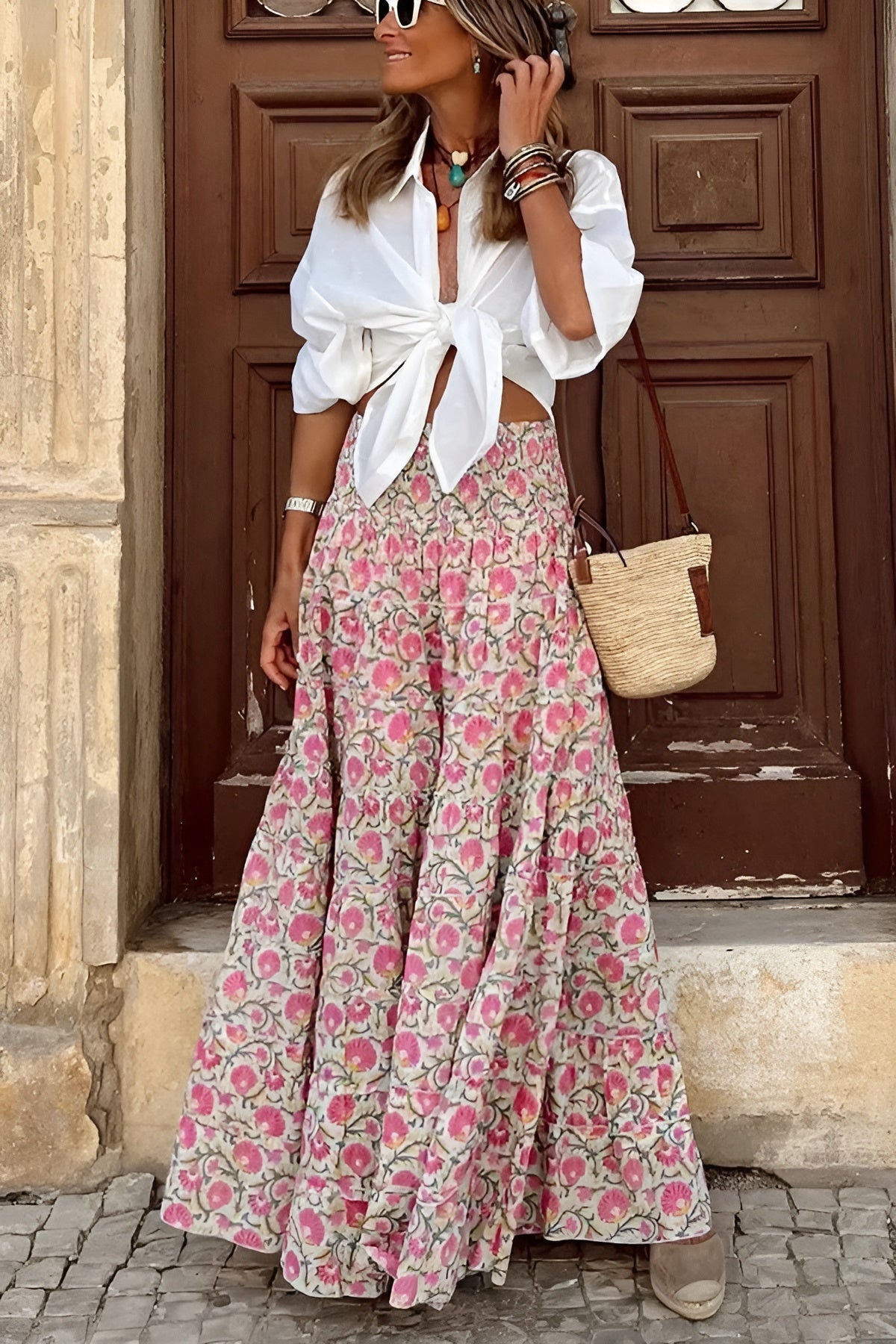 Cara | Smocked Maxi Floral Skirt
