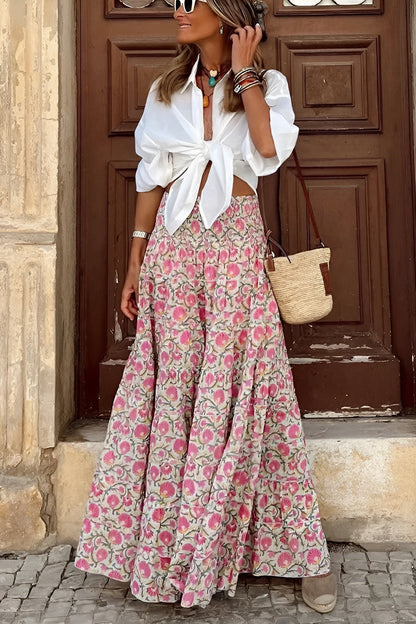 Cara | Smocked Maxi Floral Skirt