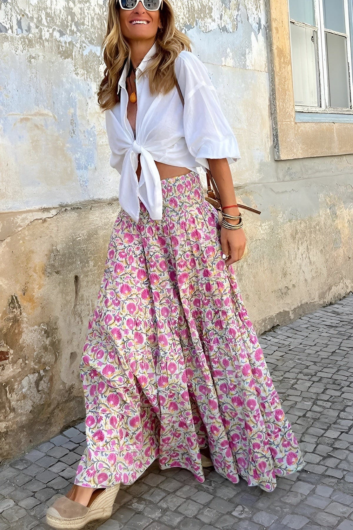Cara | Smocked Maxi Floral Skirt