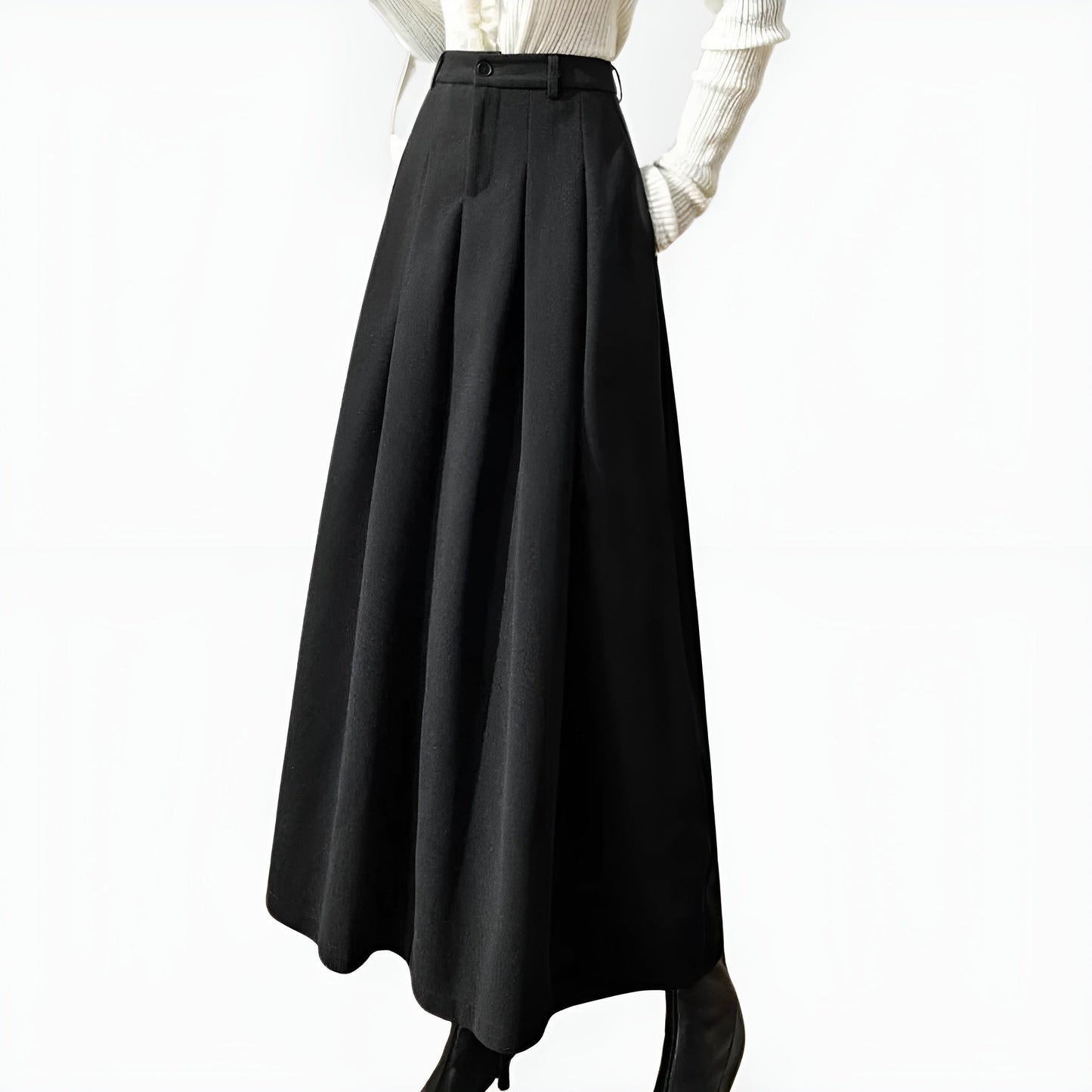 Dana | High-Waisted Pleated A-Line Maxi Skirt